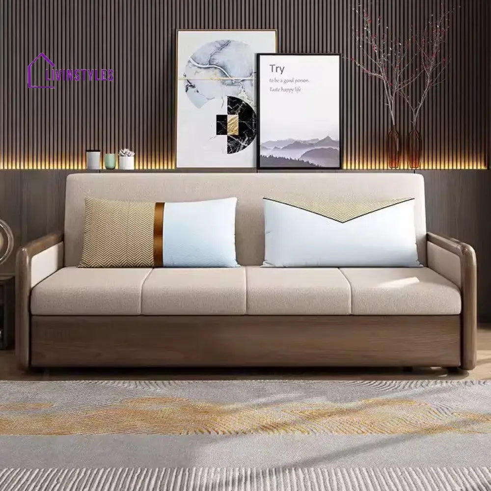 Solid Wood Armrest Sofa Bed With Underneath Storage SOFA BED