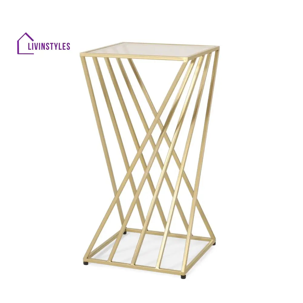 William Metal And Glass Top Side Table