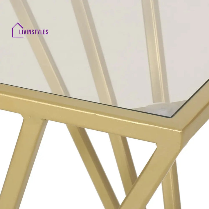 William Metal And Glass Top Side Table