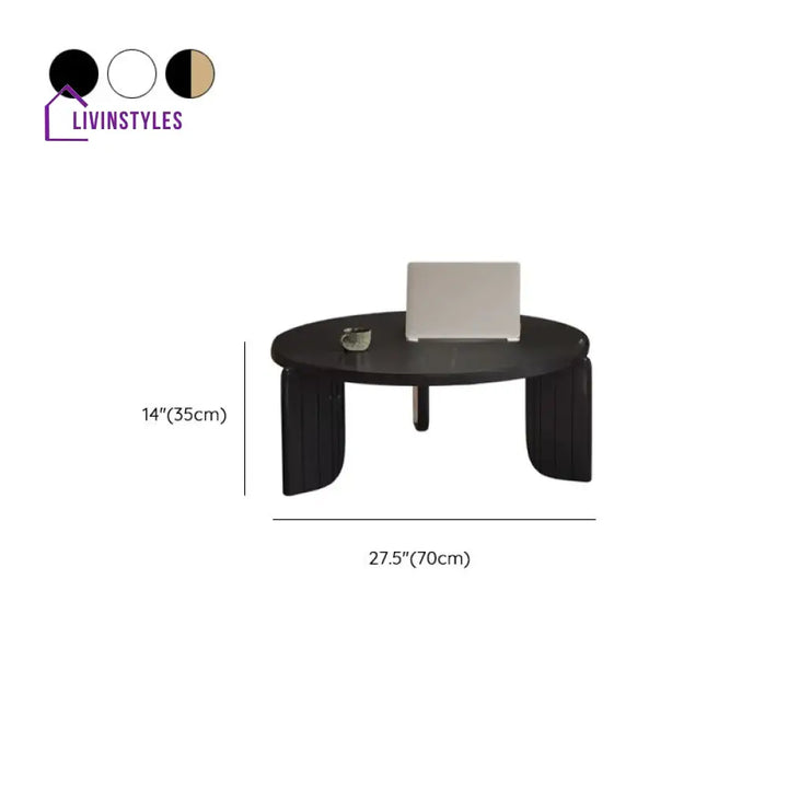 Willow Coffee Table for Living Room | Solid Wood | Round Shaped | Marble Top