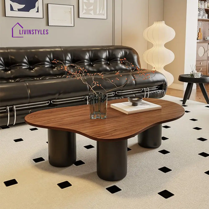 Willow Metal Base and Wooden Top Coffee Table for Living Room