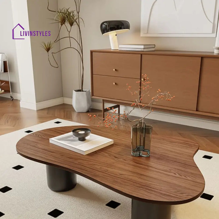 Willow Metal Base and Wooden Top Coffee Table for Living Room