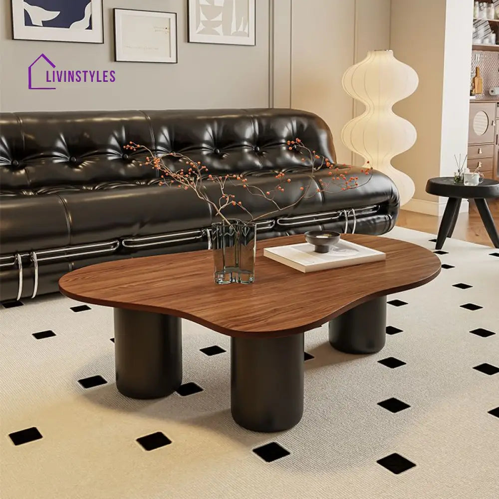 Willow Metal Base and Wooden Top Coffee Table for Living Room