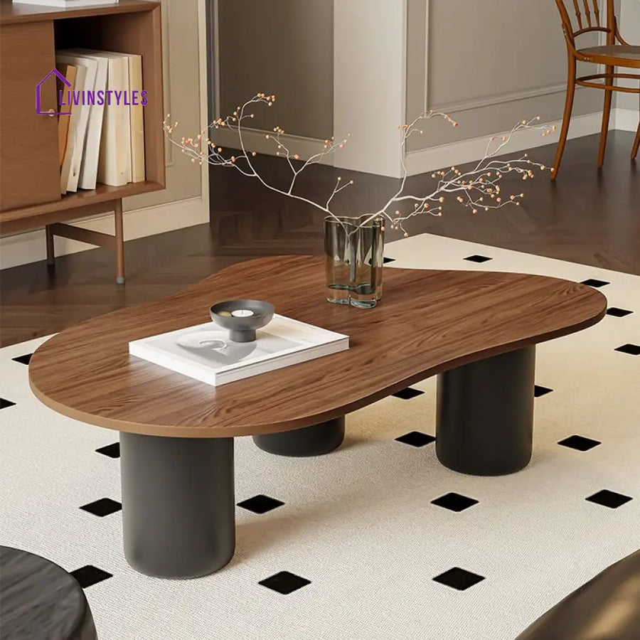 Willow Metal Base and Wooden Top Coffee Table for Living Room