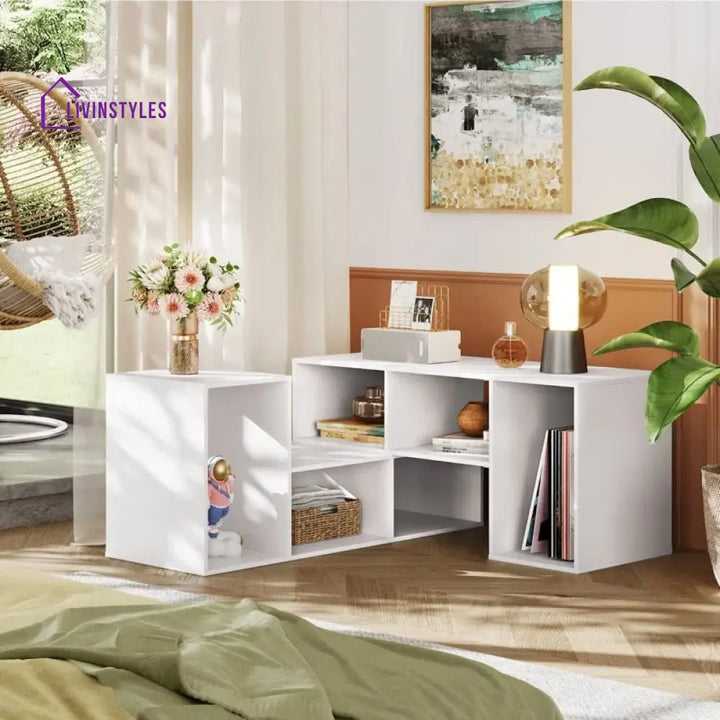Willow White Finish Tv Unit Stand for Living Room