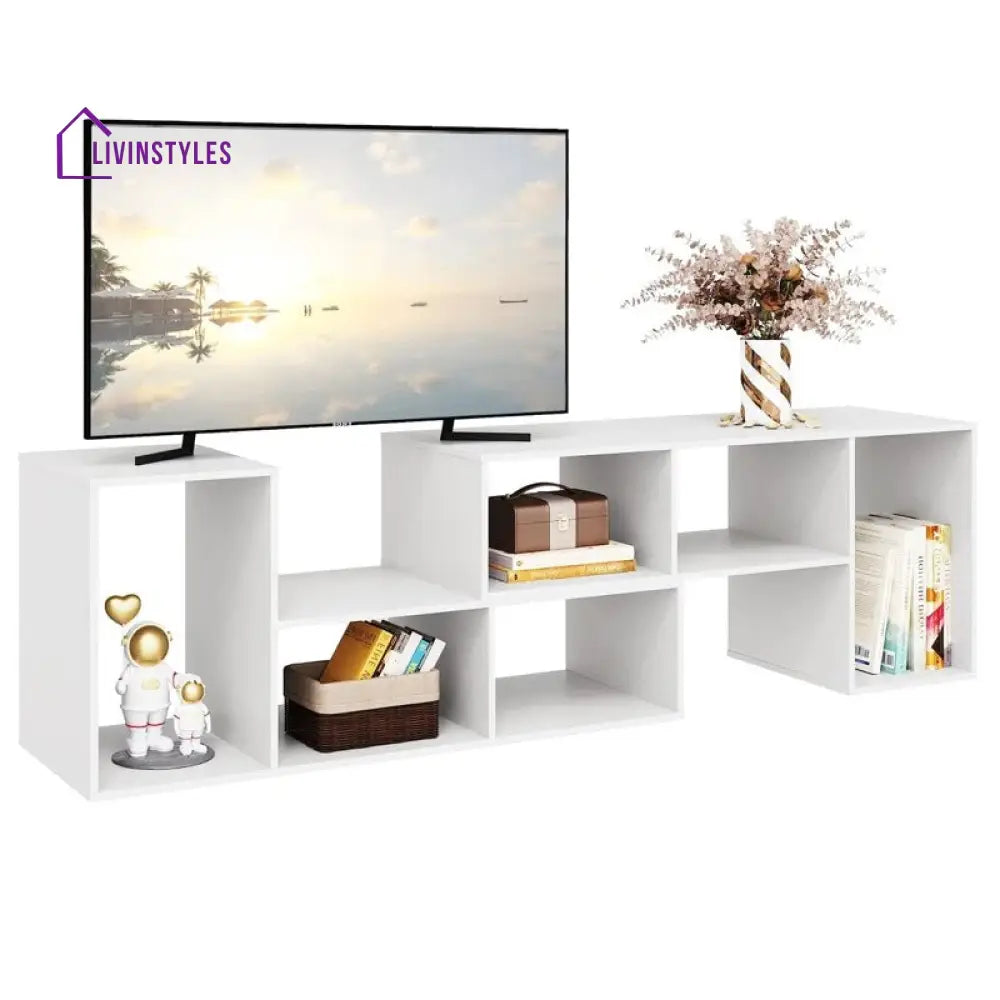 Willow White Finish Tv Unit Stand for Living Room