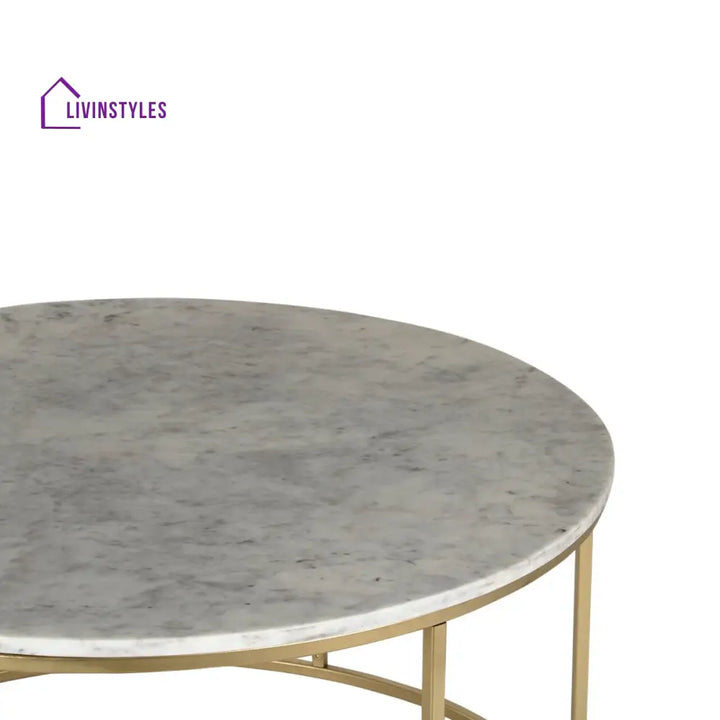 Windsor Marble Coffee Table In Gold Finish