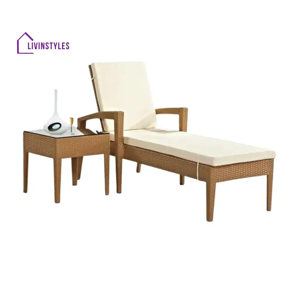 Winslet Outdoor Wicker Lounge Chair With Side Table - Lounger Set