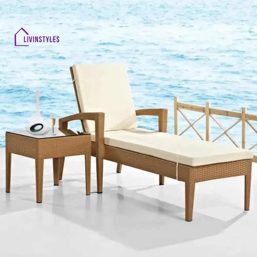 Winslet Outdoor Wicker Lounge Chair With Side Table - Lounger Set