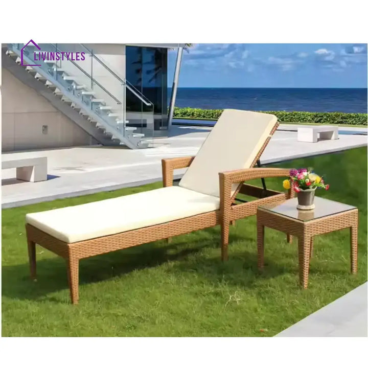 Winslet Outdoor Wicker Lounge Chair With Side Table - Lounger Set