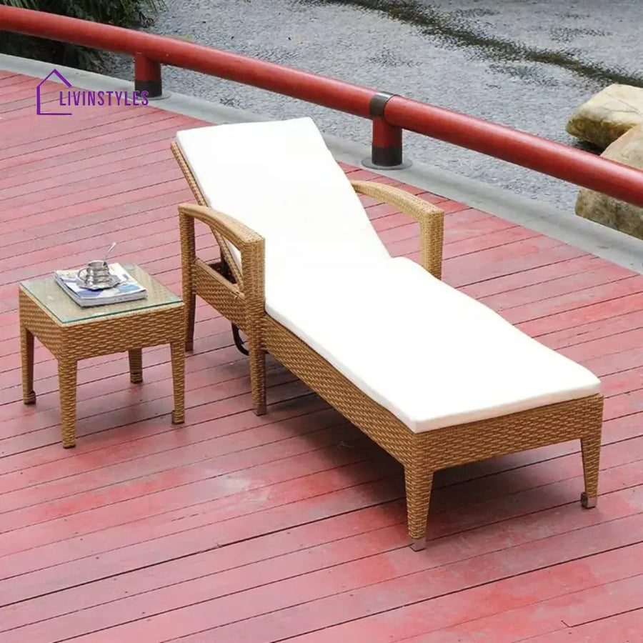 Winslet Outdoor Wicker Lounge Chair With Side Table - Lounger Set