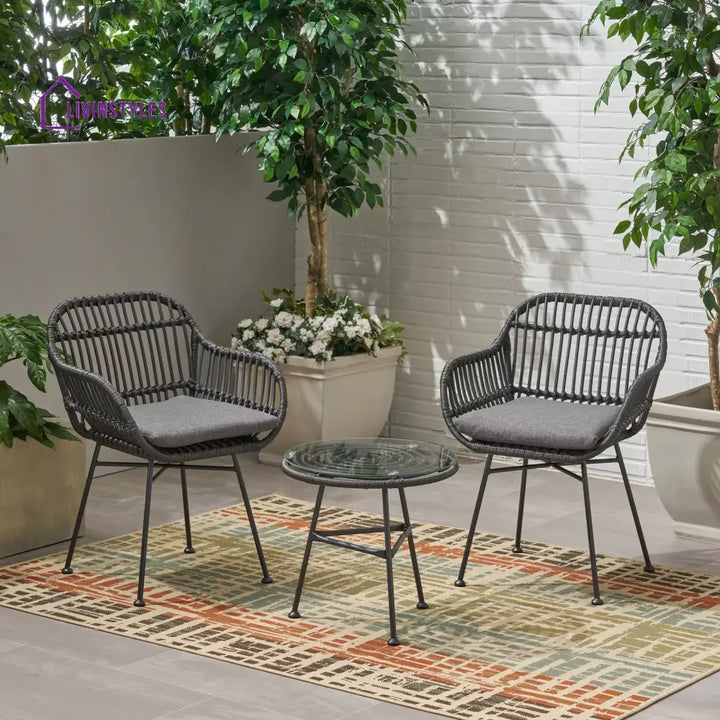 Wise Outdoor Patio Seating Set 2 Chairs and 1 Table Set (Black) - Coffee Table Sets