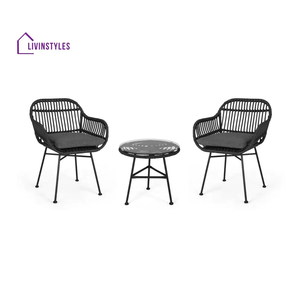 Wise Outdoor Patio Seating Set 2 Chairs and 1 Table Set (Black) - Coffee Table Sets