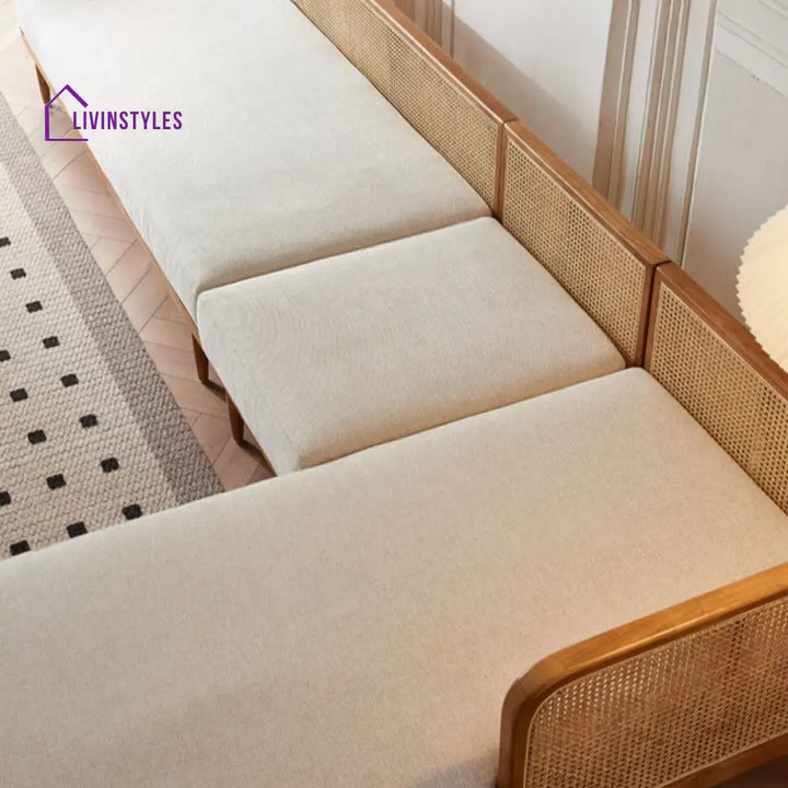 Wisha Solid Wood L Shaped Sofa for Living Room