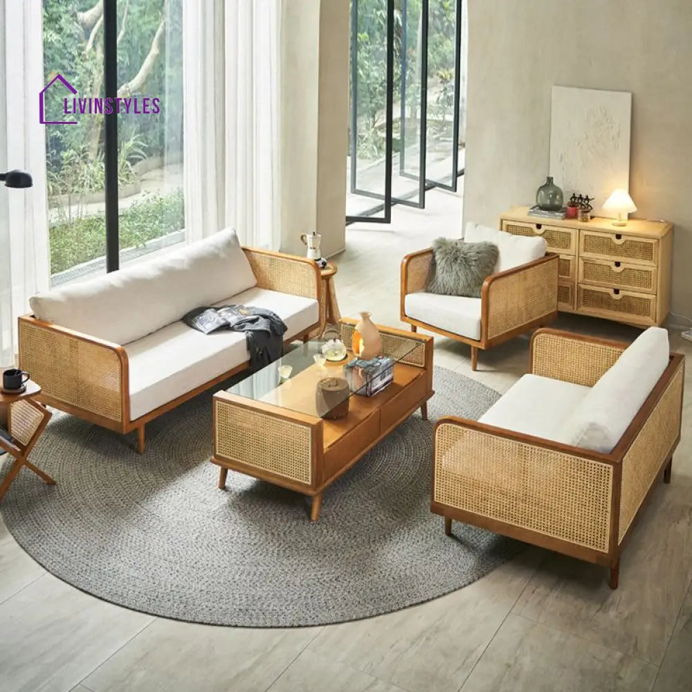 Wisha Solid Wood L Shaped Sofa for Living Room