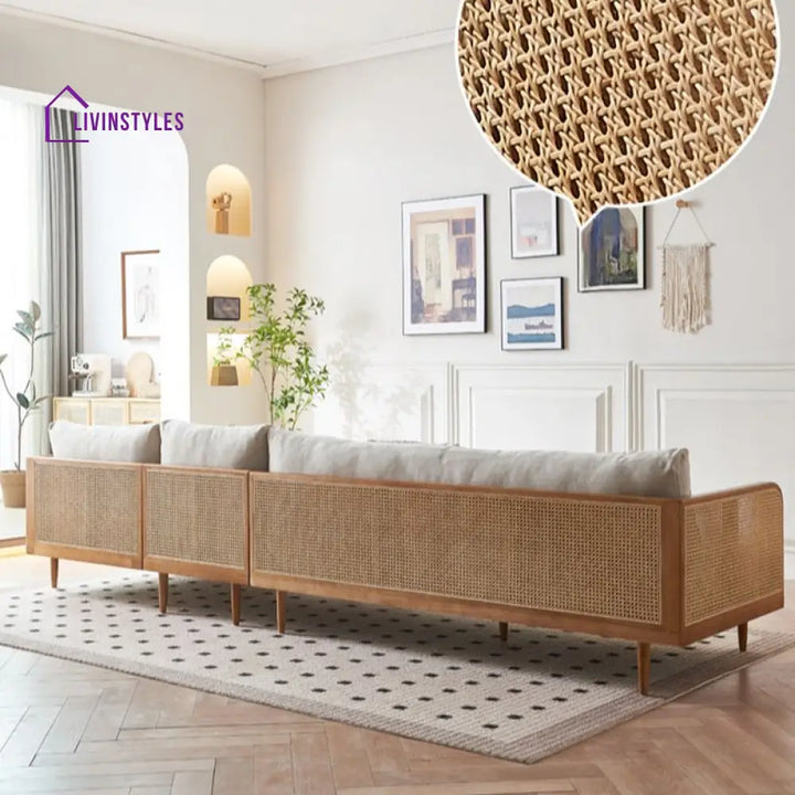 Wisha Solid Wood L Shaped Sofa for Living Room