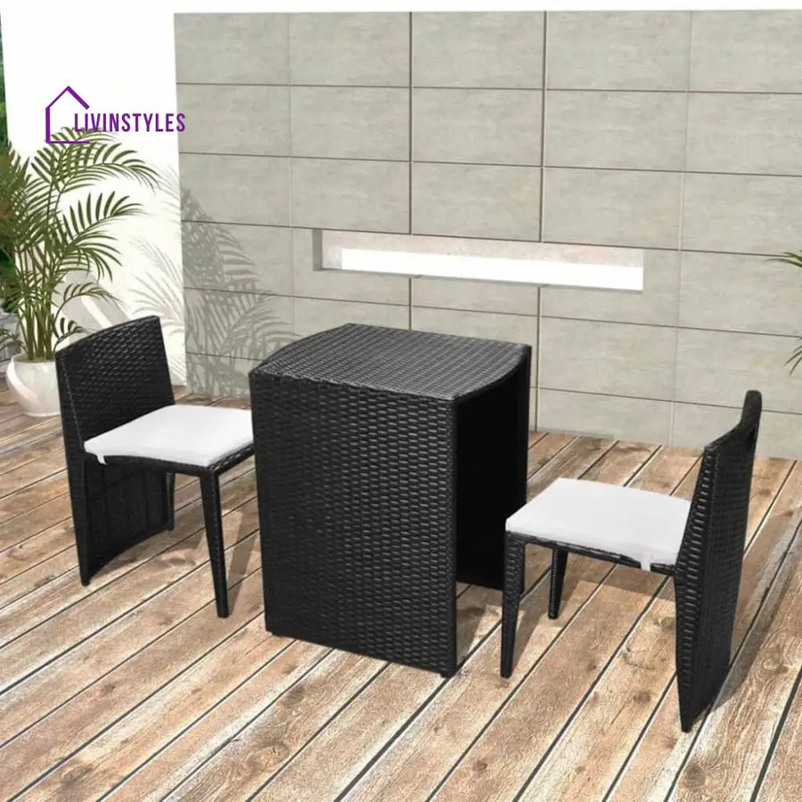 Wisp Outdoor Patio Seating Set 2 Chairs and 1 Table Set (Black) - Coffee Table Sets