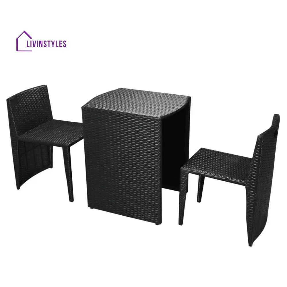 Wisp Outdoor Patio Seating Set 2 Chairs and 1 Table Set (Black) - Coffee Table Sets