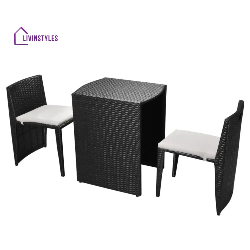 Wisp Outdoor Patio Seating Set 2 Chairs and 1 Table Set (Black) - Coffee Table Sets