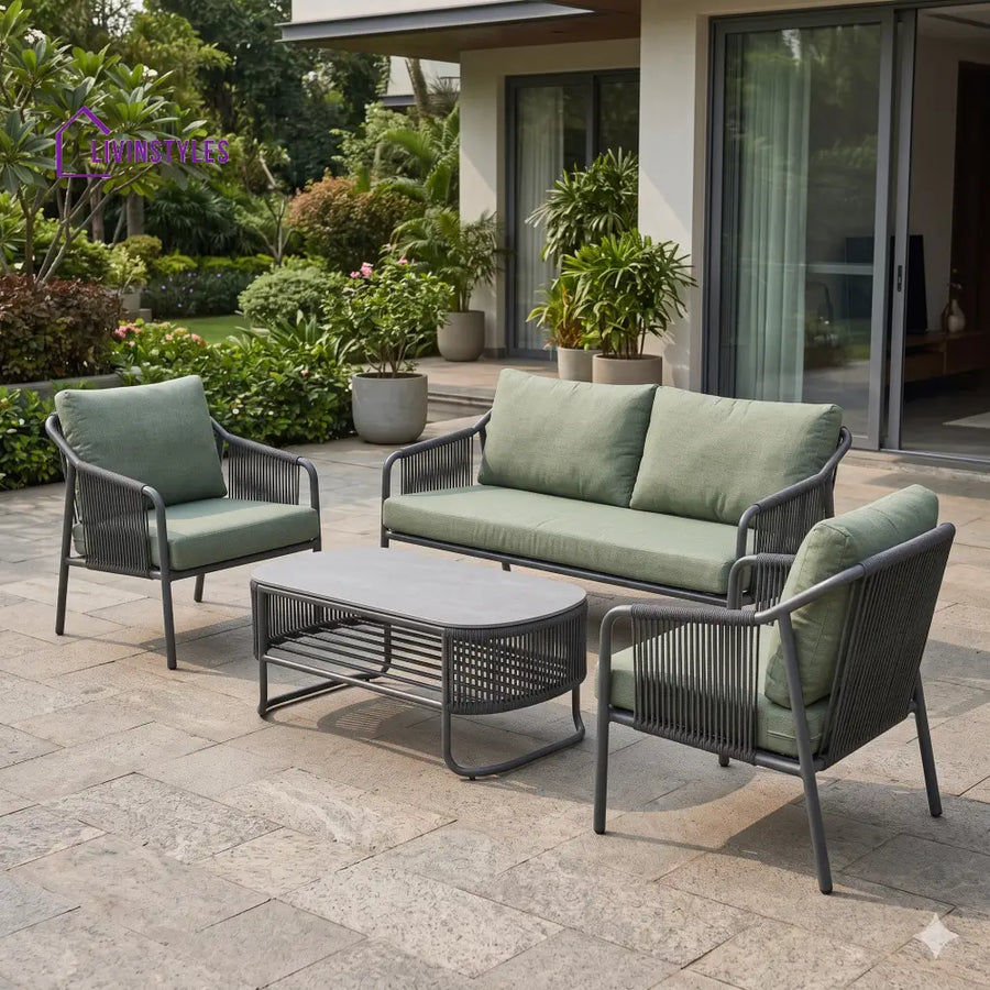 Wojciech Premium MS Frame with Powder Coated Outdoor Sofa Set with Weather Proof Fabric