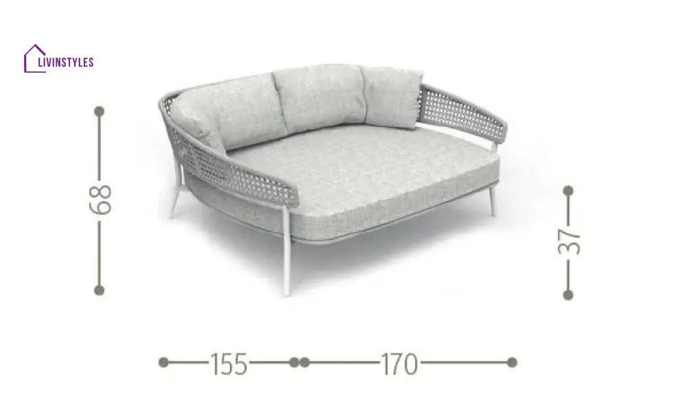 Woonder Outdoor Poolside Sunbed With Cushion Daybed (Grey) Braided & Rope - Sunbed
