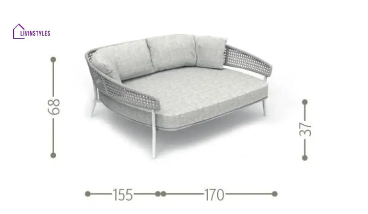 Woonder Outdoor Poolside Sunbed With Cushion Daybed (Grey) Braided & Rope - Sunbed