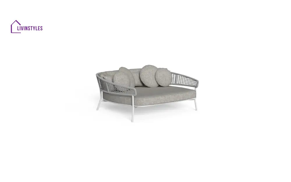 Woonder Outdoor Poolside Sunbed With Cushion Daybed (Grey) Braided & Rope - Sunbed