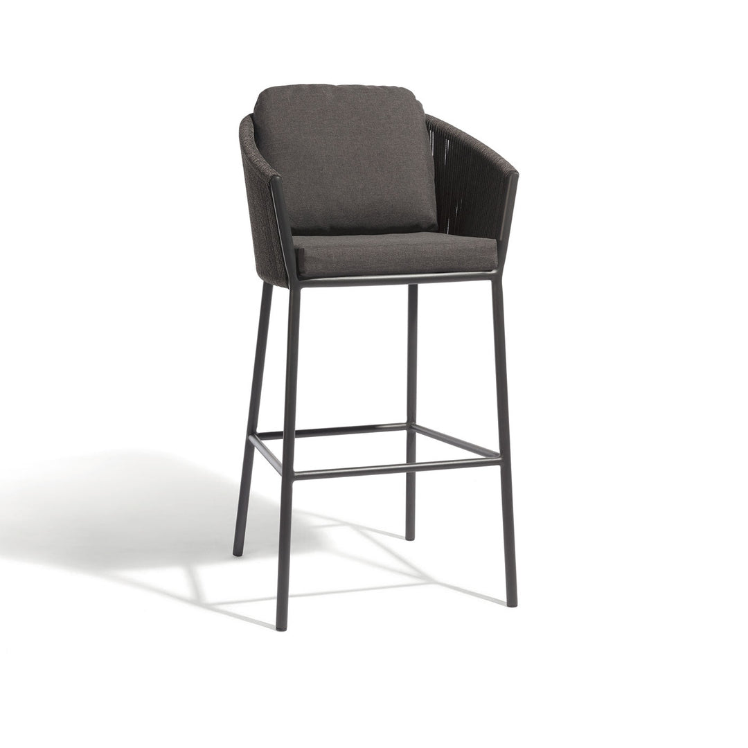 Parris Outdoor Patio Bar Set 2 Chairs and 1 Table Set (Dark Grey) Braided & Rope