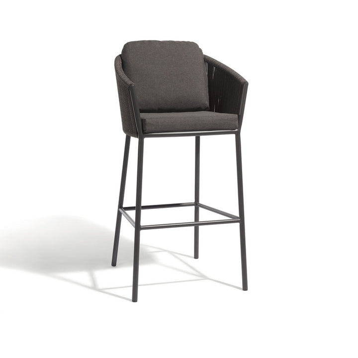 Parris Outdoor Patio Bar Set 2 Chairs and 1 Table Set (Dark Grey) Braided & Rope