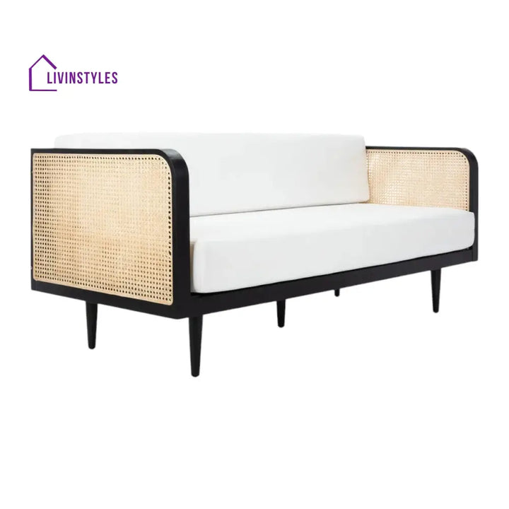 Xalina Solid Teak Wood & Rattan 3 Seater Sofa