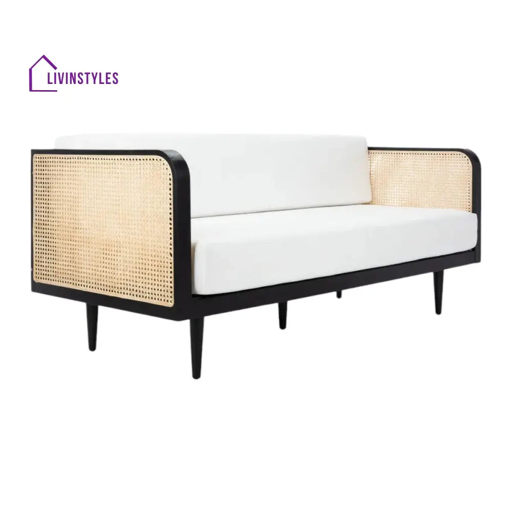 Xalina Solid Teak Wood & Rattan 3 Seater Sofa