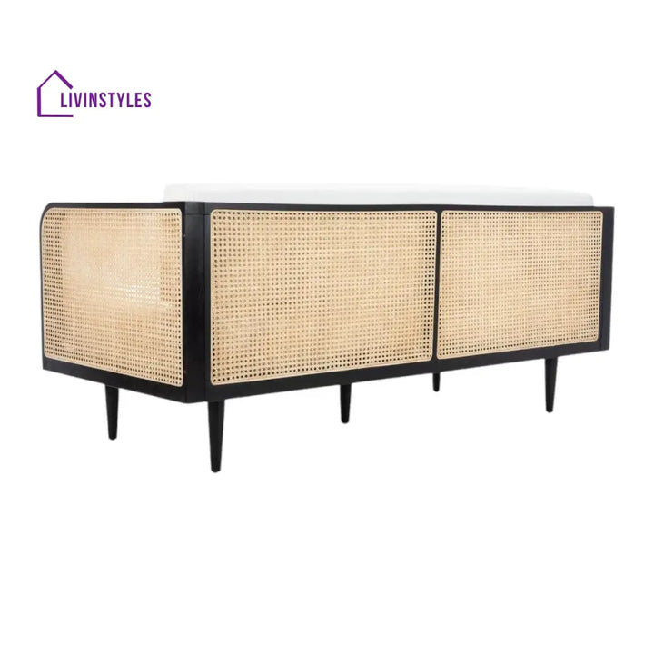 Xalina Solid Teak Wood & Rattan 3 Seater Sofa