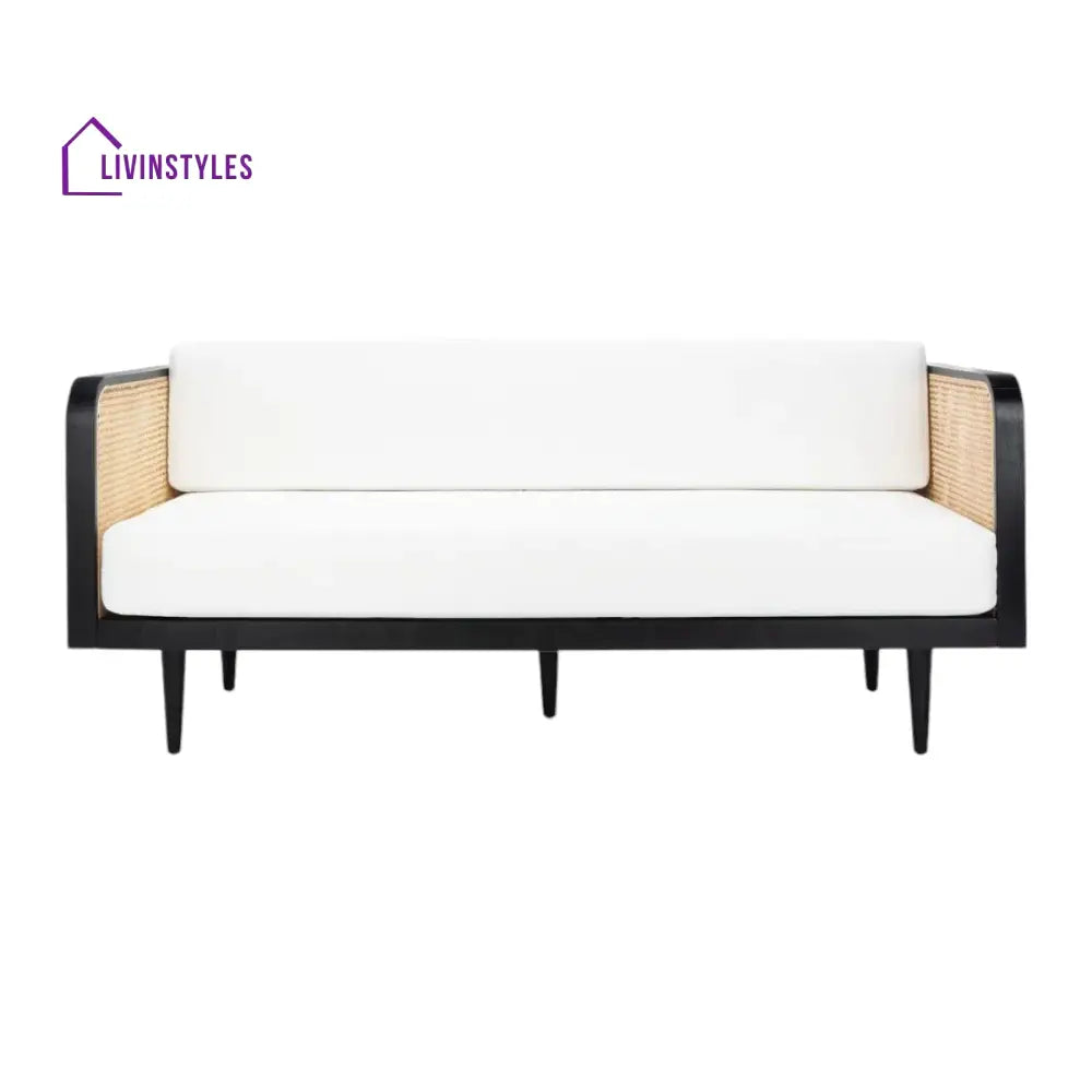 Xalina Solid Teak Wood & Rattan 3 Seater Sofa