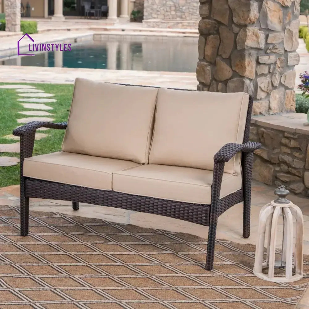 Xenia Outdoor Rattan Wicker 1-Piece Loveseat Sofa - Sofa Set