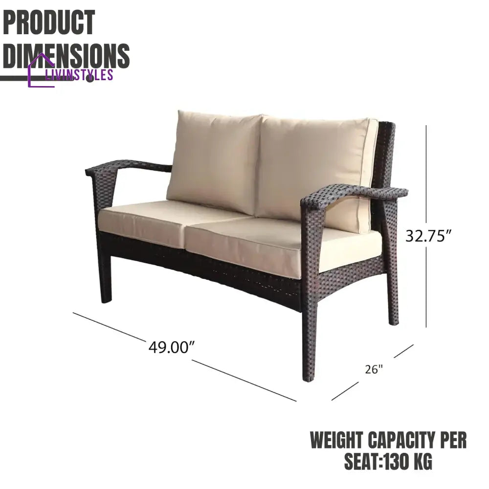 Xenia Outdoor Rattan Wicker 1-Piece Loveseat Sofa - Sofa Set