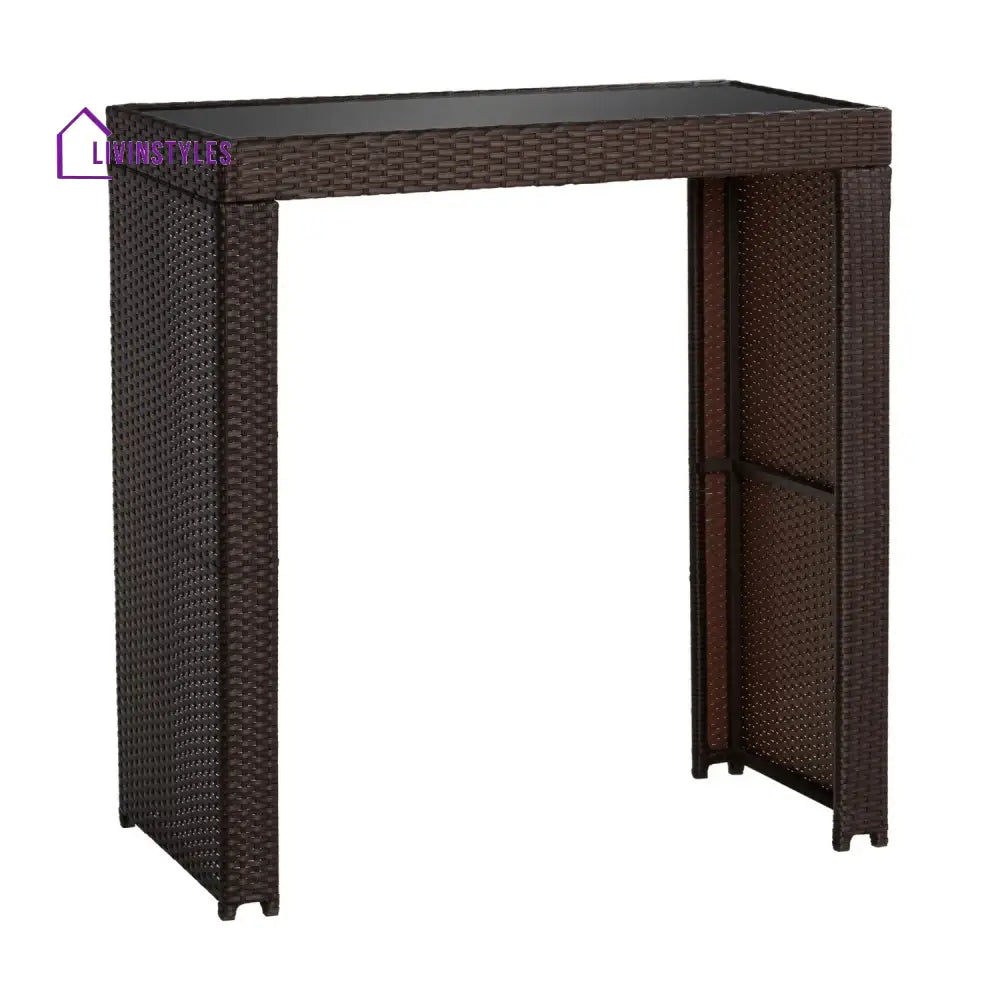 Xia 5-Piece Outdoor Rattan Wicker Bar Set with Glass Top Table - Bar Set