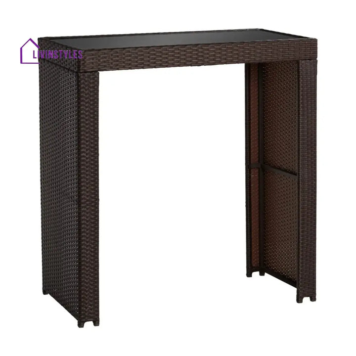 Xia 5-Piece Outdoor Rattan Wicker Bar Set with Glass Top Table - Bar Set