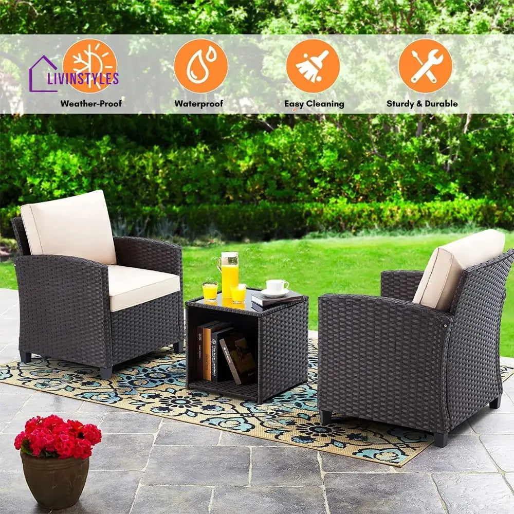 Xiao 3-Piece Outdoor Rattan Wicker Patio Set Patio Set