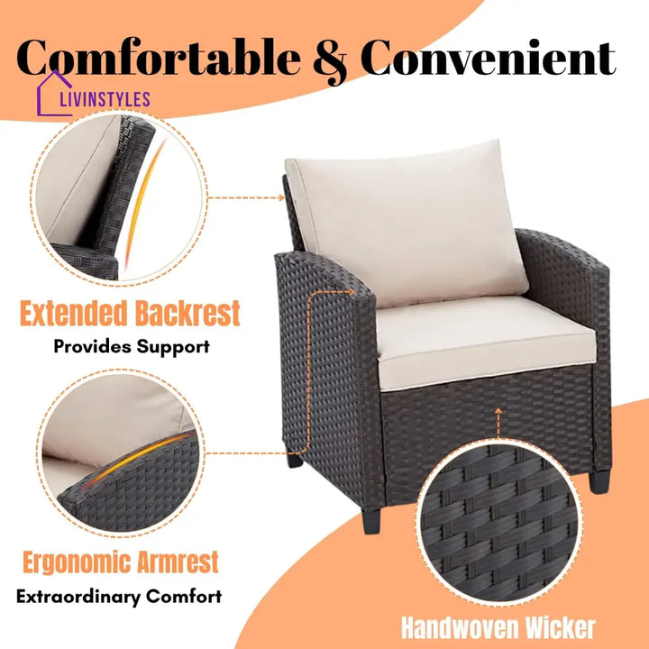 Xiao 3-Piece Outdoor Rattan Wicker Patio Set Patio Set
