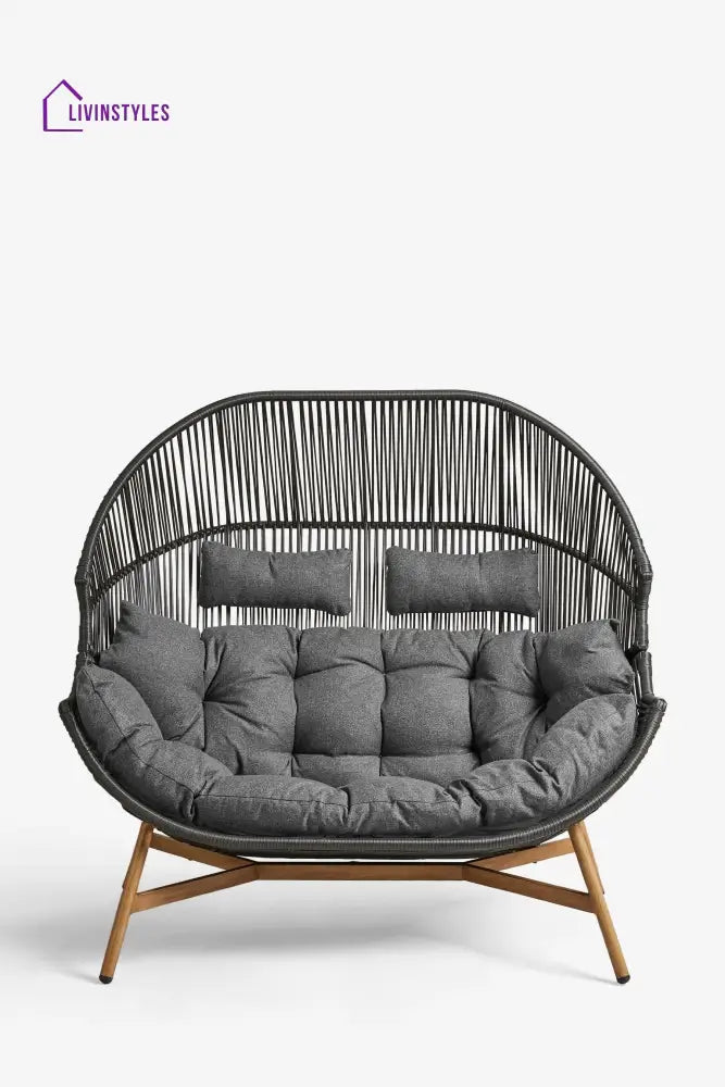 Ximen Double Seater Swing Basket For Balcony & Garden - Black - Swings