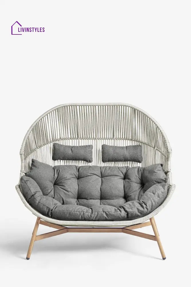 Ximen Double Seater Swing Basket For Balcony & Garden - Silver - Swings