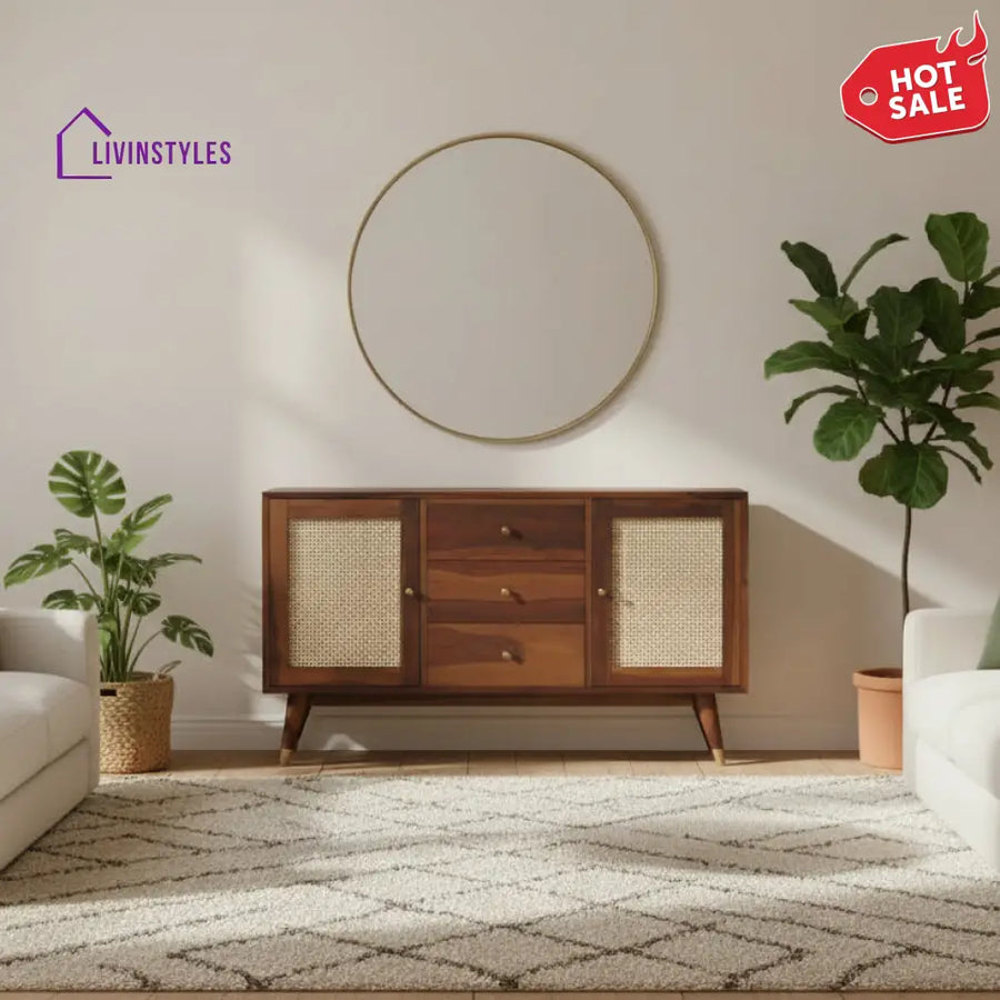 Xuan Sheesham Wood Cane Cabinet and Sideboard