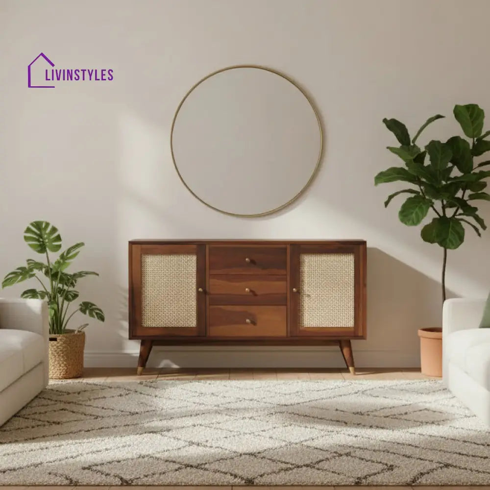 Xuan Sheesham Wood Cane Cabinet and Sideboard