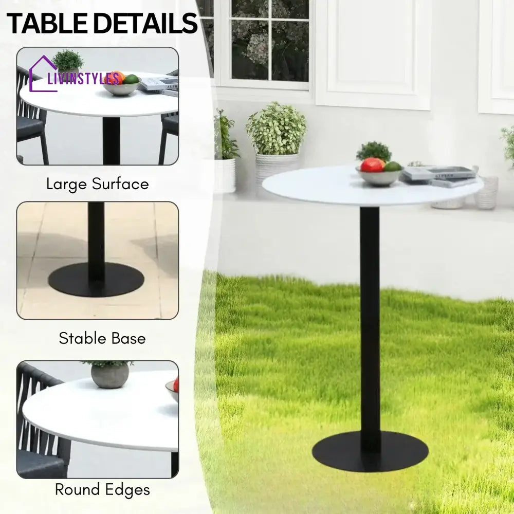 Xyla Outdoor Rope 5-Piece Bar Set With a High-Top Round Table - Bar Set
