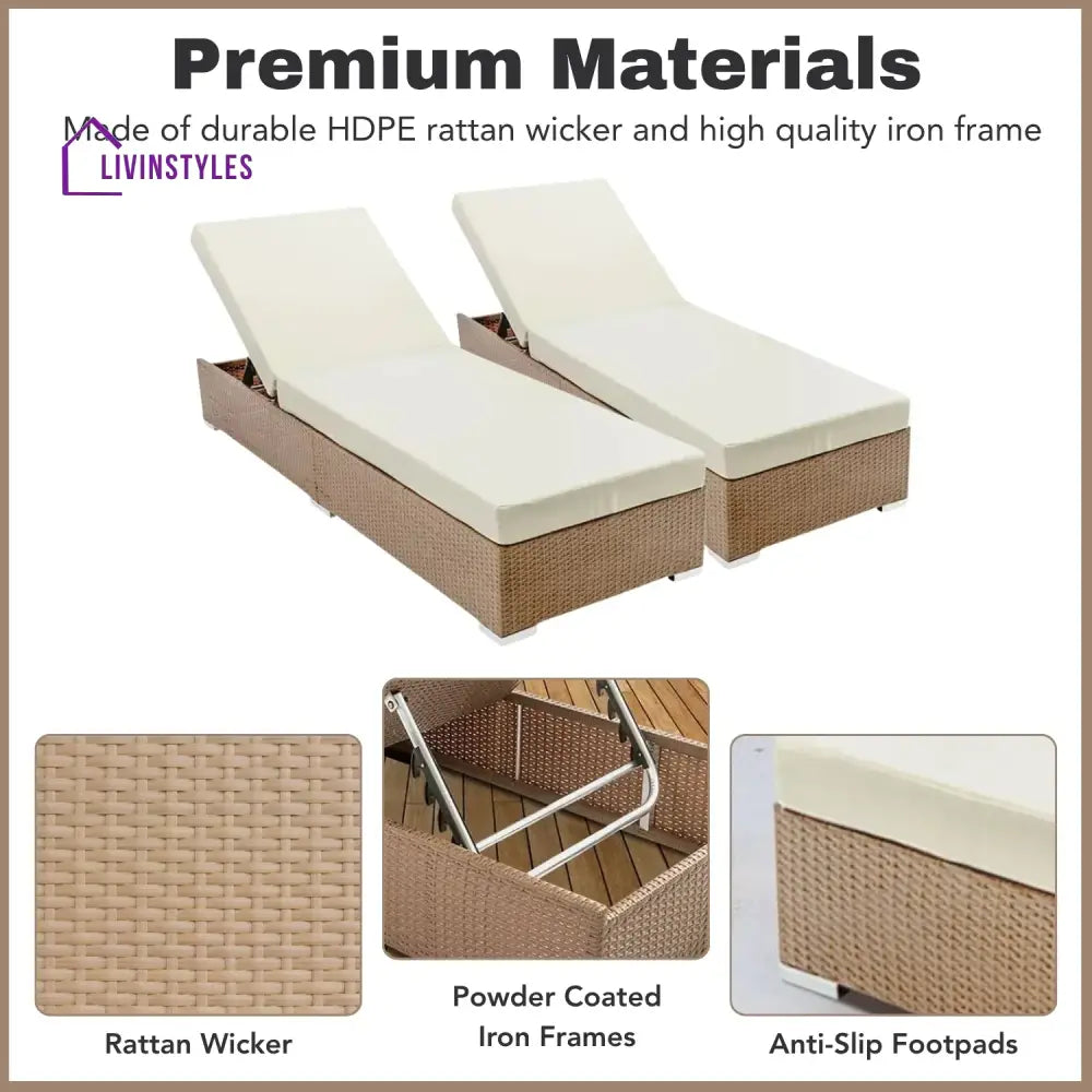 Yamini Outdoor 2-Piece Chaise Lounge Chair with Adjustable Settings and Cushions - Lounger Set