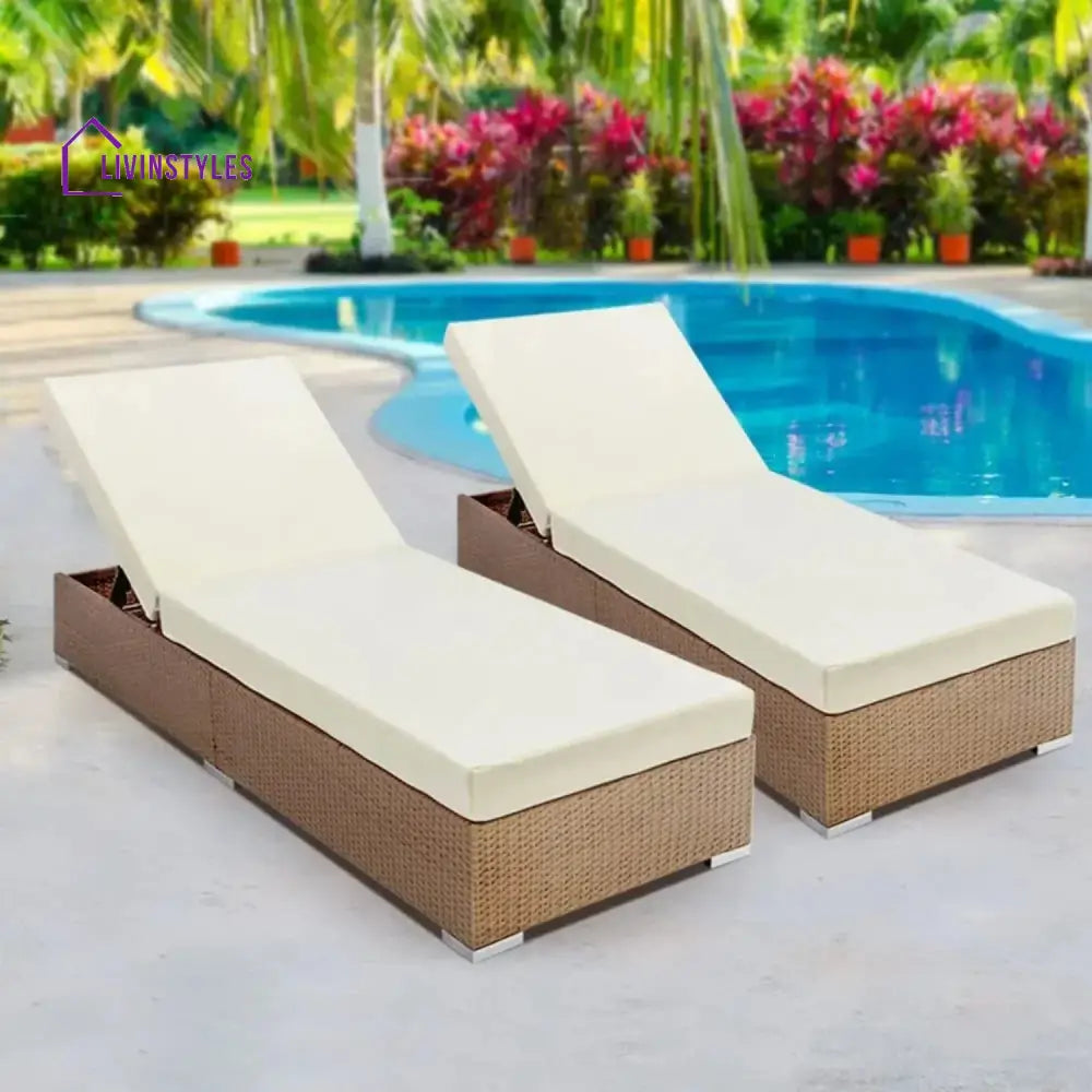 Yamini Outdoor 2-Piece Chaise Lounge Chair with Adjustable Settings and Cushions - Lounger Set