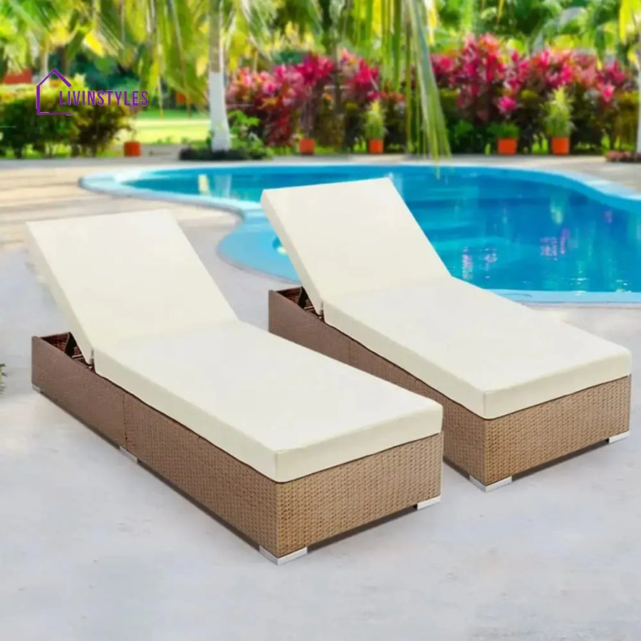 Yamini Outdoor 2-Piece Chaise Lounge Chair with Adjustable Settings and Cushions - Lounger Set