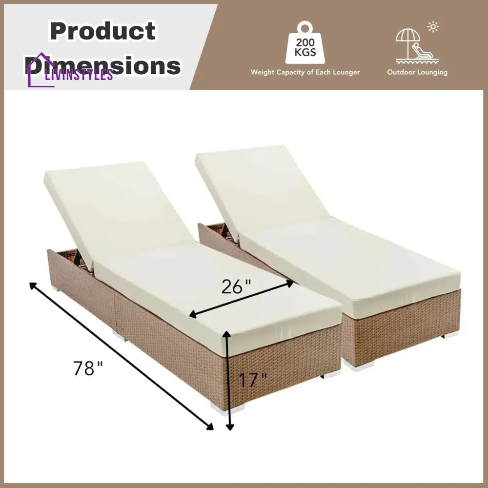 Yamini Outdoor 2-Piece Chaise Lounge Chair with Adjustable Settings and Cushions - Lounger Set