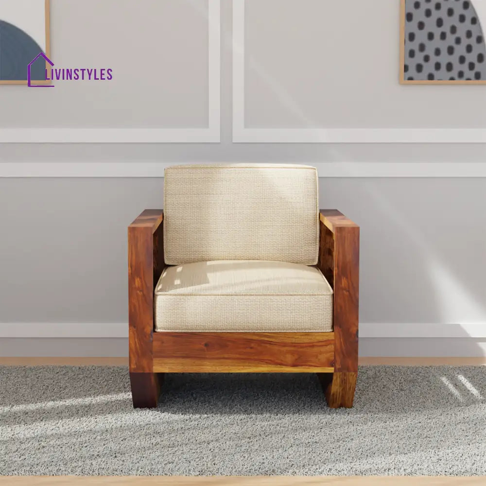 Yana Sheesham Wood Sofa In Light Honey 1 Seater sofa