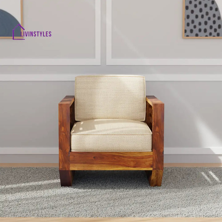 Yana Sheesham Wood Sofa In Light Honey 1 Seater sofa